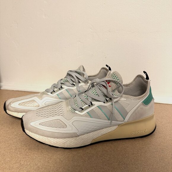 Adidas ZX 2K Boost Gray Hi-Res Green 2020 - Size 12.5 - Picture 1 of 6